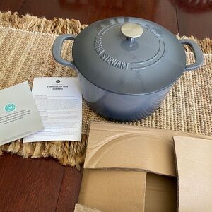 Martha Stewart Blue Cast Iron Dutch Oven 7 Quart New in box